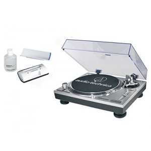 Audio-Technica AT-LP120-USB Direct-Drive Professional Turntable in Silver bundled with the AT-6012 record cleaner kit